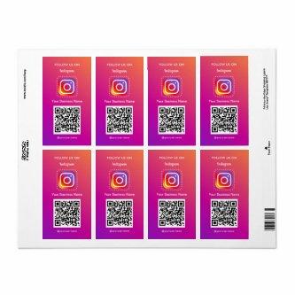 Professional Instagram Logo Follow Me Qr Code Label