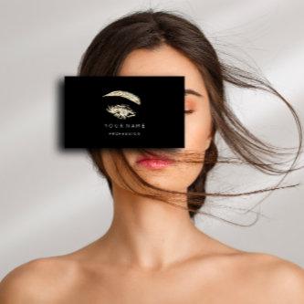 Professional Lashes Brows Makeup Logo Gold Black