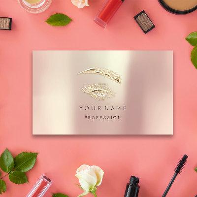 Professional Lashes Brows Makeup Logo Gold Rose