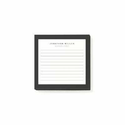 Professional Lined Black & White | Name 3x3 Post-it Notes