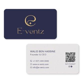 Professional Logo & QR Code Navy Blue & Gold