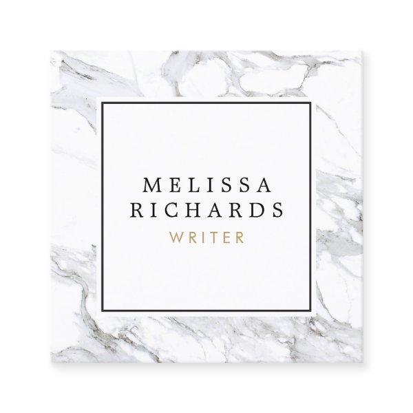 Professional Luxe Minimalist White Marble Square