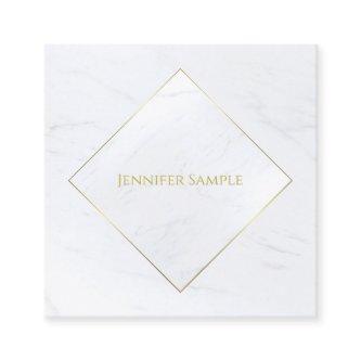 Professional Luxury Elegant White Marble Gold Text Square