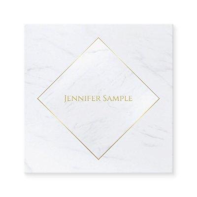 Professional Luxury Elegant White Marble Gold Text Square