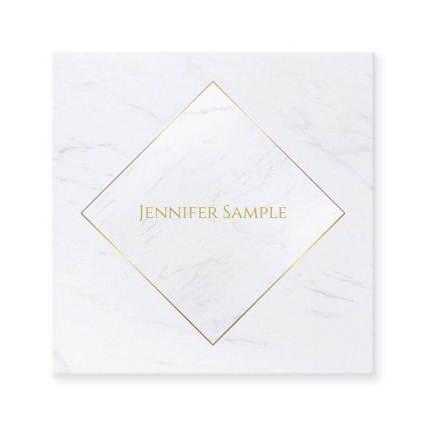 Professional Luxury Elegant White Marble Gold Text Square