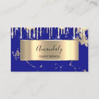 Professional Luxury Gold Royal Marble Blue Drip