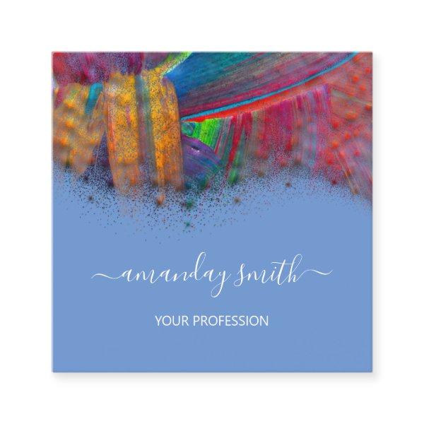Professional Makeup Artist Artwork Abstract Blue Square