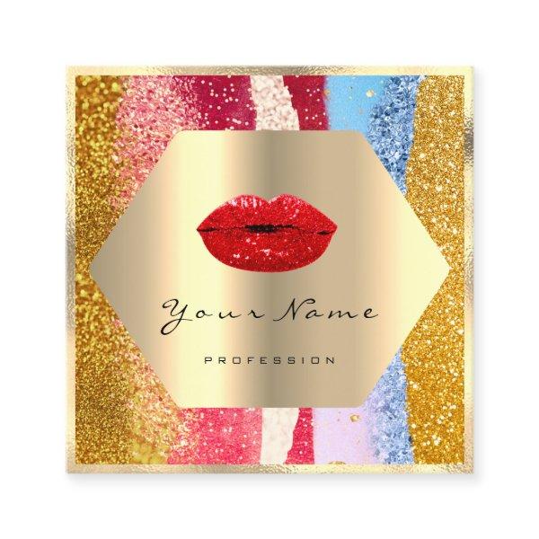 Professional Makeup Artist Gold Glitter Lips Kiss Square
