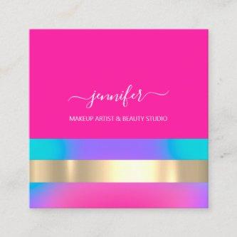Professional Makeup Artist Holographic Blue Pink Square