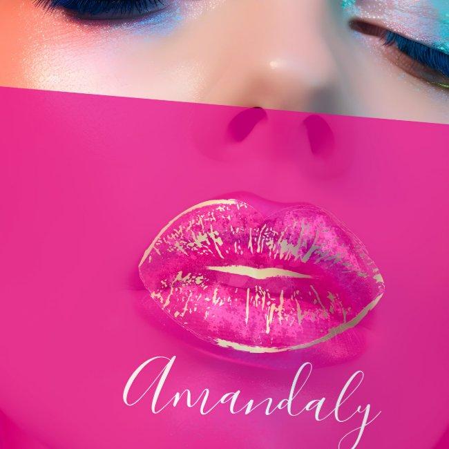 Professional Makeup Artist Lips Pink Gold White