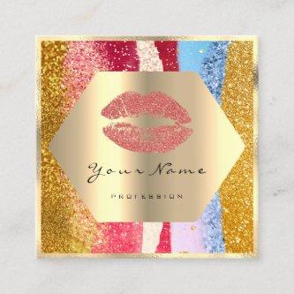 Professional Makeup Gold Glitter Rose Lips Kiss Square