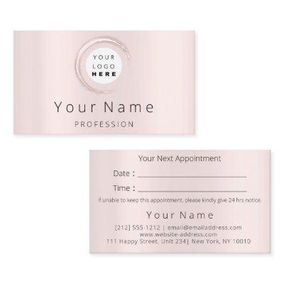 Professional Makeup Hair Wax Lashes Rose Frame Appointment Card