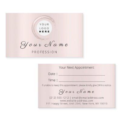 Professional Makeup Hair Wax Lashes Rose Pink Appointment Card