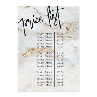 Professional Marble Nail Salon Price List Menu