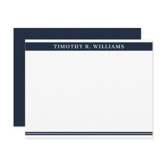 Professional Masculine Navy Blue Personalized Note Card