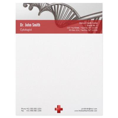 Professional Medical 3D Symbol Cross DNA Letterhead