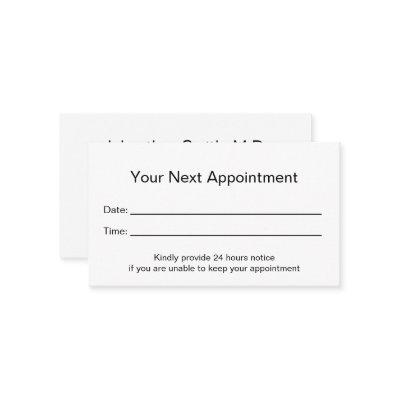 Professional Medical Office Your Appointment Card