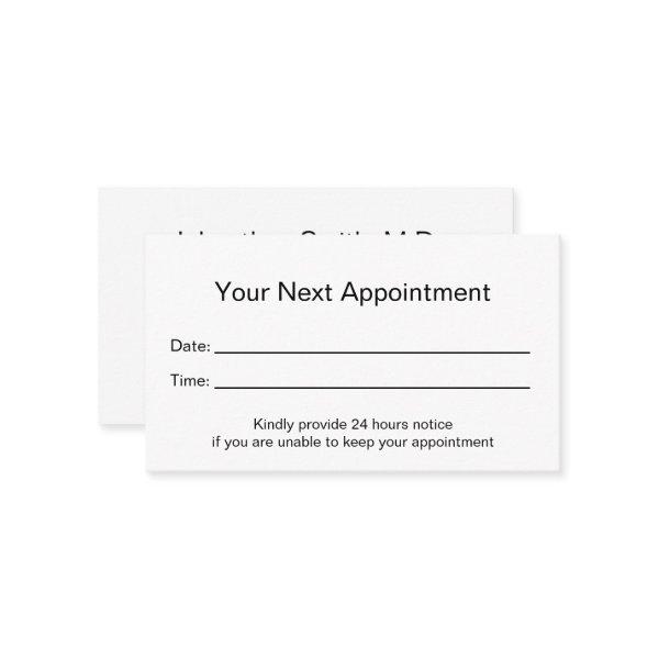 Professional Medical Office Your Appointment Card