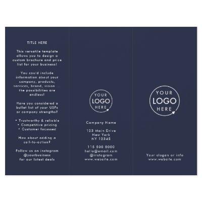 Professional Minimal Navy Blue Tri-fold Brochure