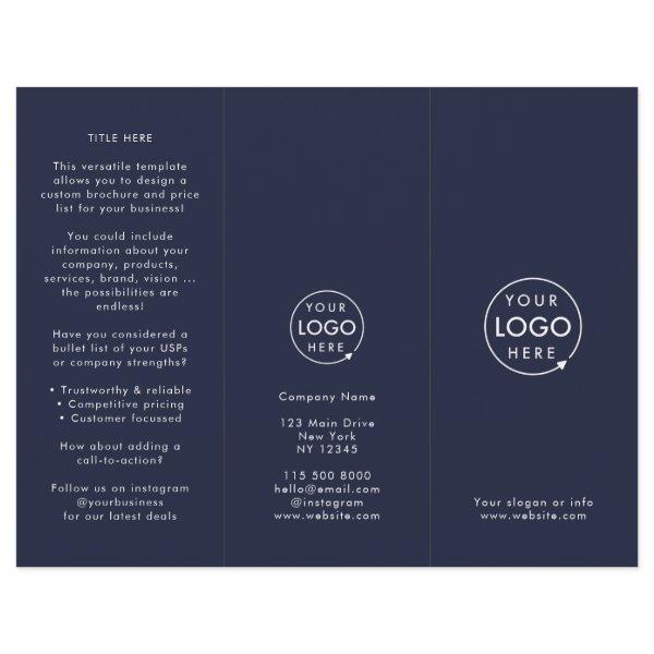 Professional Minimal Navy Blue Tri-fold Brochure