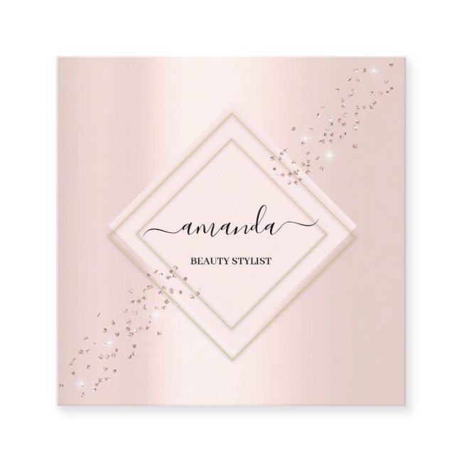 Professional Minimalism Frame Pink Rose Glitter Square