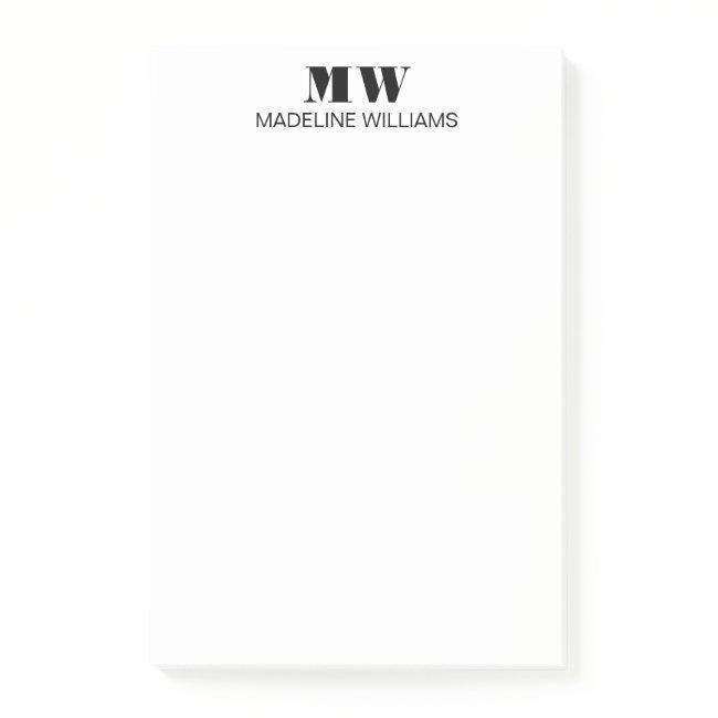 Professional Minimalist Initials Business Office Post-it Notes