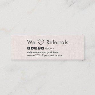 Professional Minimalist Linen Mini Referral Card