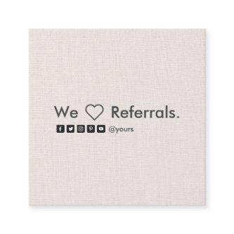 Professional Minimalist Linen Square Referral Card