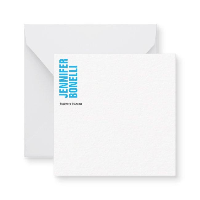 Professional minimalist modern bold blue white note card