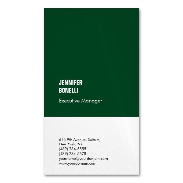 Professional minimalist modern forest green white  magnet
