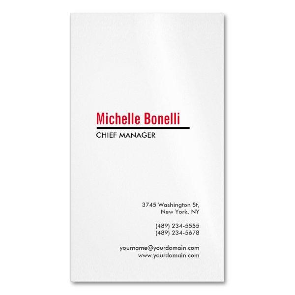 Professional Minimalist Simple White Modern Plain  Magnet