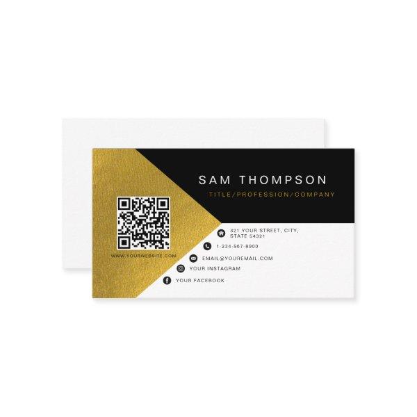 Professional Modern Black Gold Foil QR Code