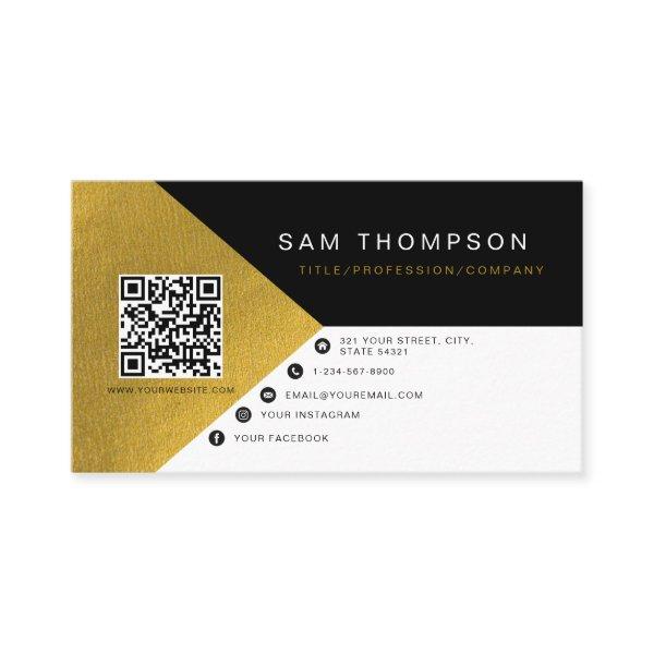 Professional Modern Black Gold QR Code Business Calling Card