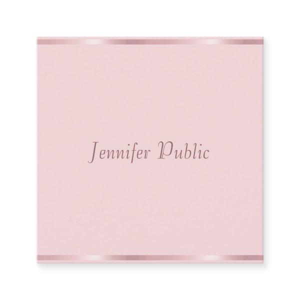 Professional Modern Calligraphed Script Rose Gold Square