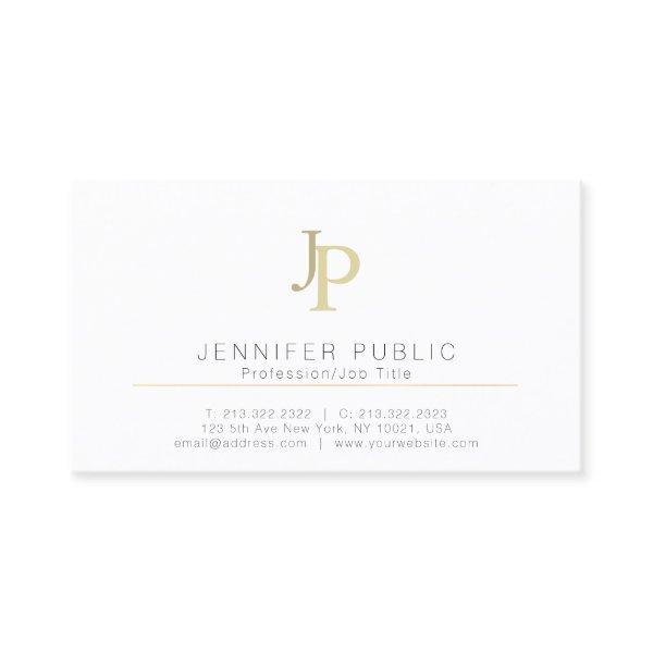 Professional Modern Elegant White Gold Monogram