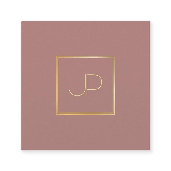 Professional Modern Gold Monogrammed Silk Finish Square