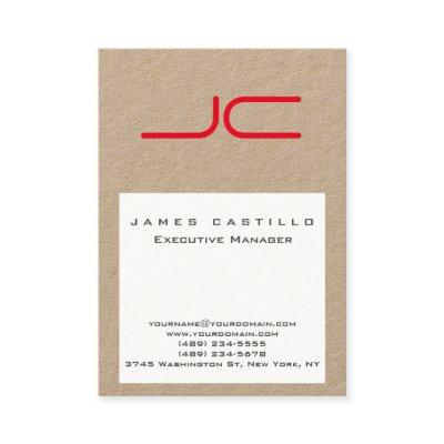 Professional Modern Kraft Paper White Red Monogram