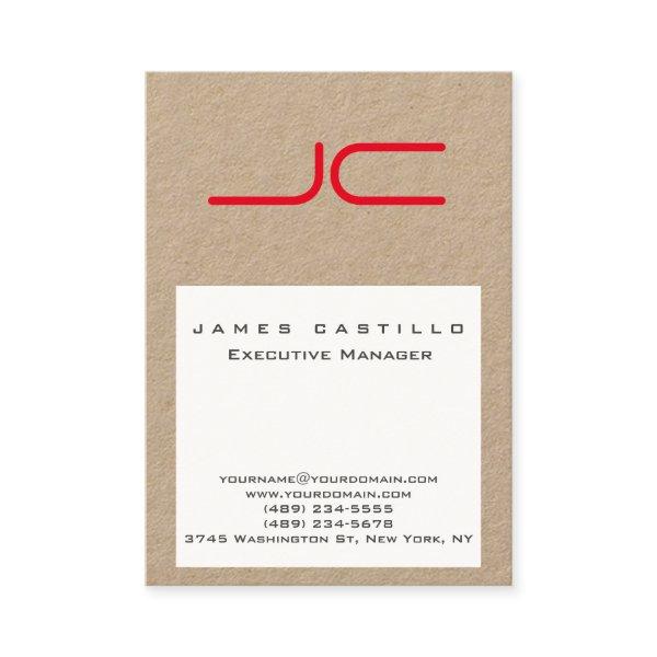 Professional Modern Kraft Paper White Red Monogram
