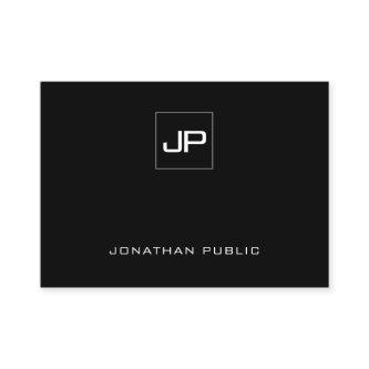 Professional Modern Monogram Black White Plain