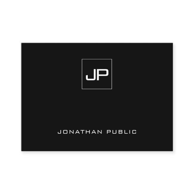 Professional Modern Monogram Black White Plain