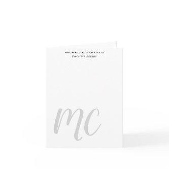 Professional Modern Monogrammed Minimalist Note Card