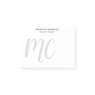 Professional Modern Monogrammed Minimalist Post-it Notes