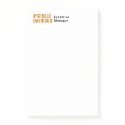 Professional Modern Orange White Minimalist Plain Post-it Notes