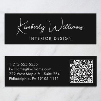 Professional Modern Script QR Code Black Mini