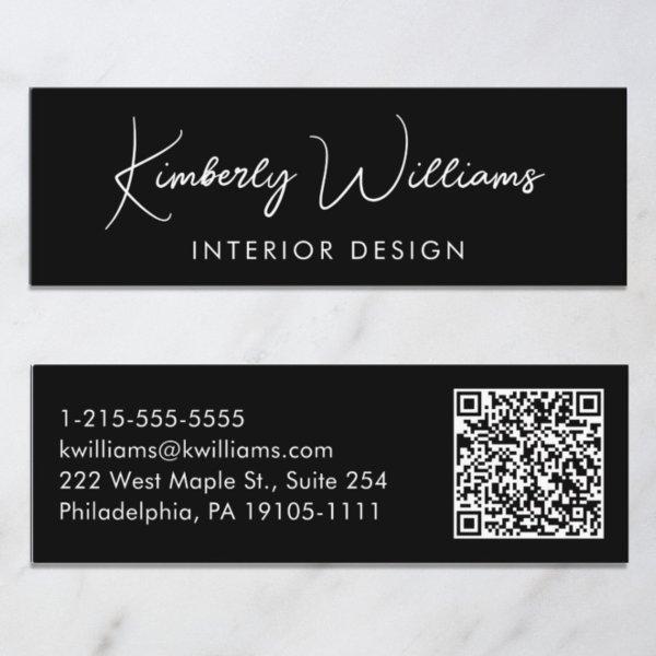 Professional Modern Script QR Code Black Mini