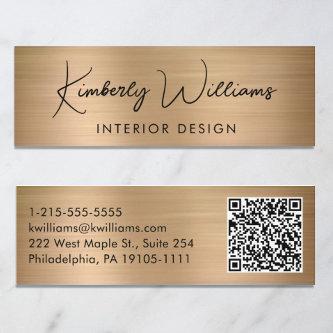 Professional Modern Script QR Code Gold Mini