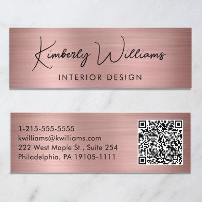 Professional Modern Script QR Code Rose Gold Mini