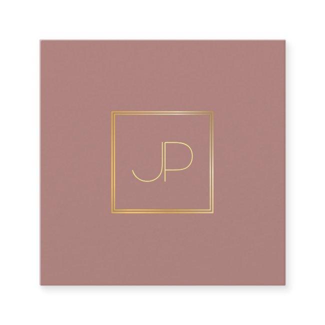 Professional Modern Silk Finish Gold Monogram Chic Square