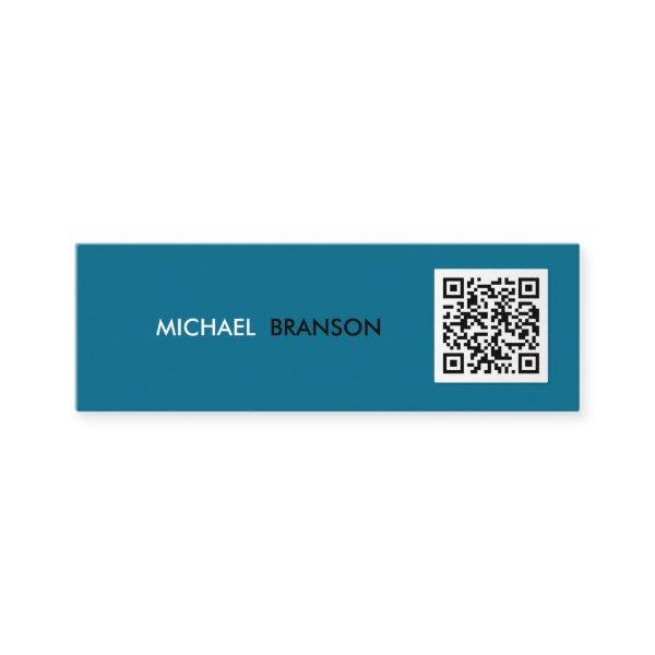 Professional Modern TEAL Black Minimalist QR CODE  Mini
