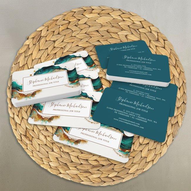 Professional Modern Teal Gold Abstract